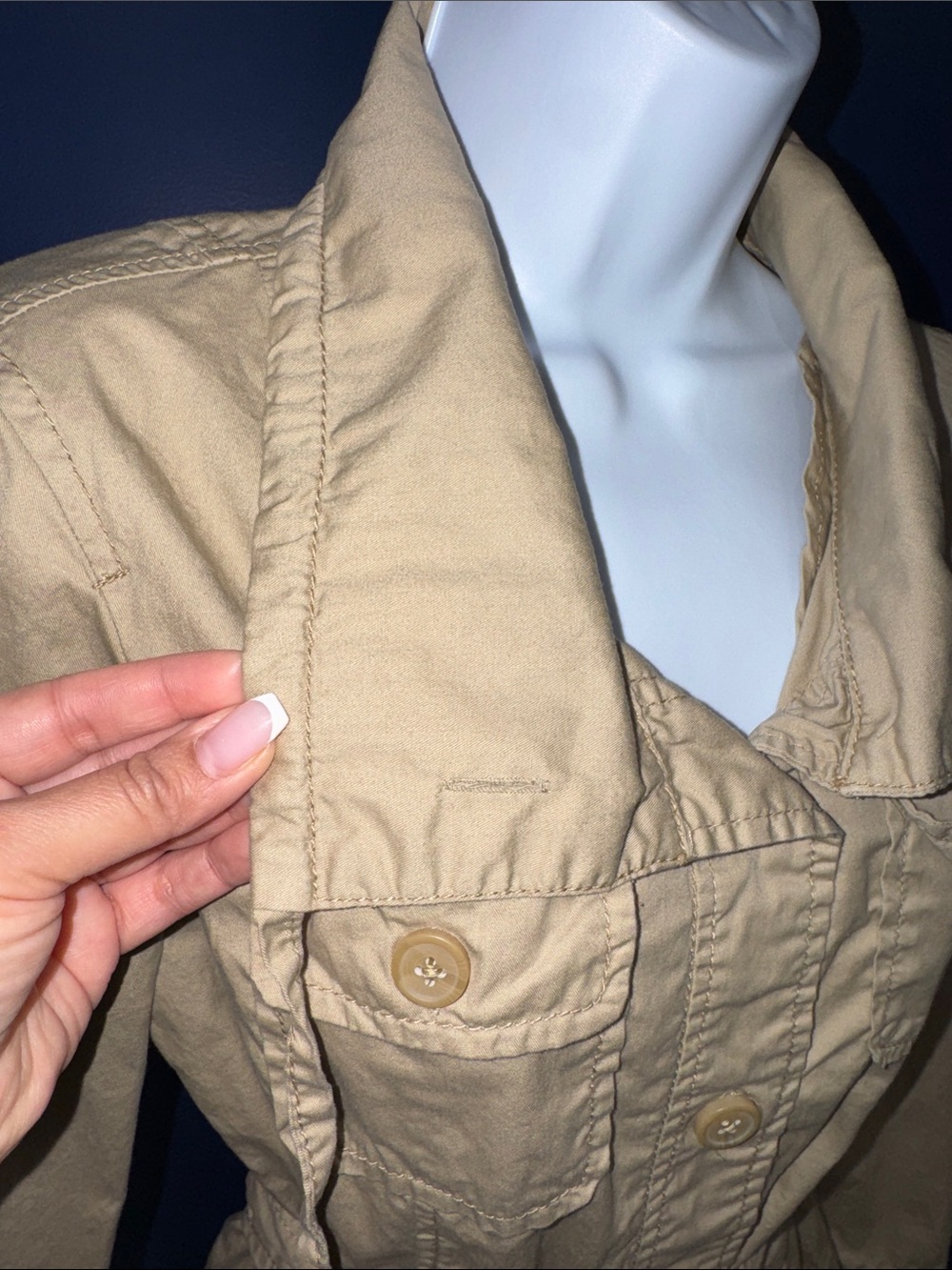French Cuff- Khaki Utility Jacket Size Small - Picture 8 of 17